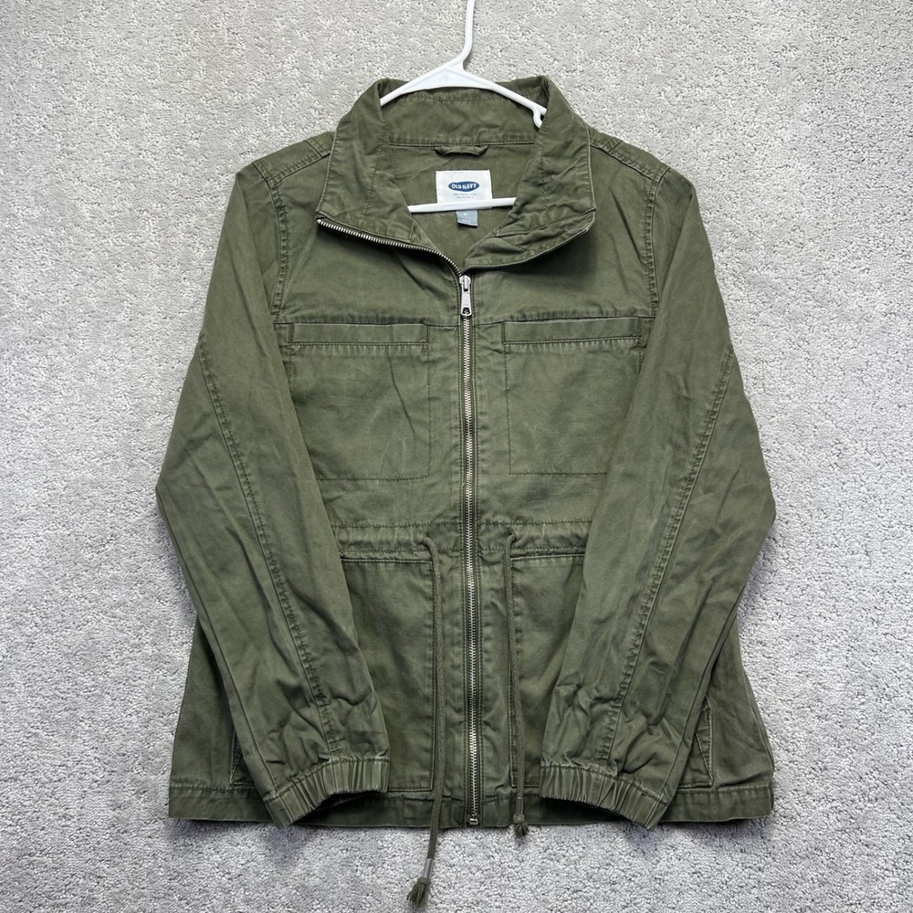 Old Navy Field Jacket Womens Medium Olive Green Cotton Utility Full Zip Gorpcore